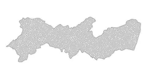 Polygonal 2D Mesh High Resolution Raster Map of Pernambuco State Abstractions Stock Illustration