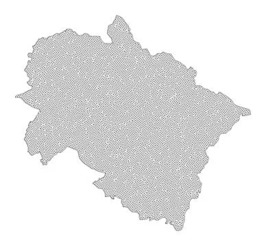 Polygonal 2D Mesh High Resolution Raster Map of Uttarakhand State Abstractions Stock Illustration