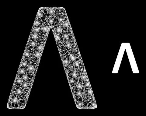 Polygonal 2D Mesh Lambda Greek Symbol with Glare Spots 库存插图