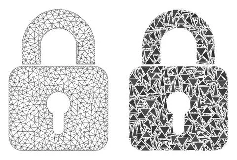 Polygonal 2D Mesh Lock and Mosaic Icon Stockillustratie