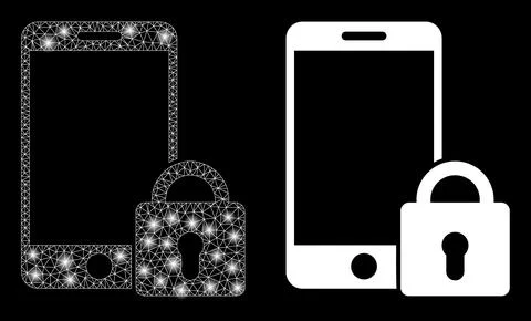 Polygonal 2D Mesh Locked Smartphone with Light Spots Stockillustratie