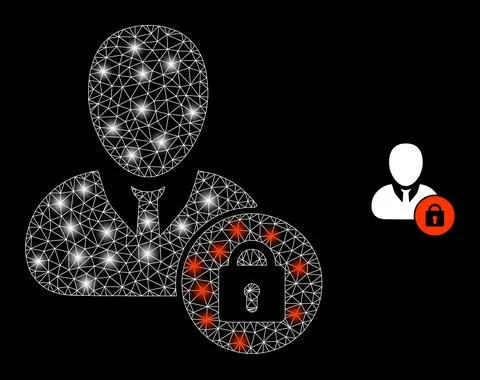 Polygonal 2D Mesh Locked User with Lightspots Illustrazione stock