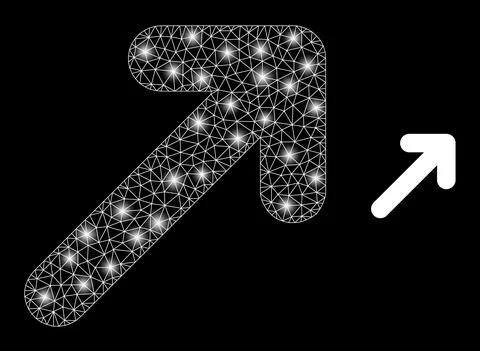 Polygonal 2D Mesh Move up Right with Light Spots 스톡 일러스트