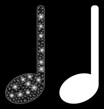 Polygonal 2D Mesh Musical Note with Light Spots Stock Illustration