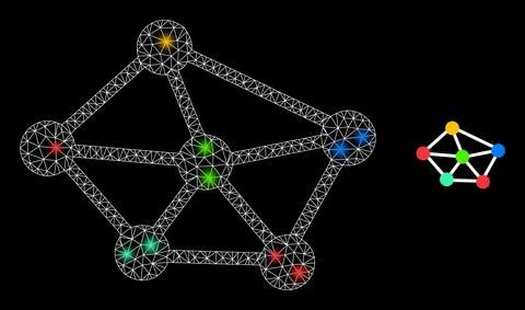 Polygonal 2D Mesh Network with Glare Spots Stock Illustration
