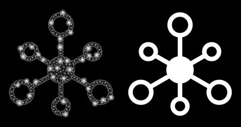 Polygonal 2D Mesh Network with Magic Illustrazione stock