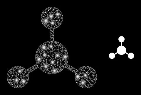 Polygonal 2D Mesh Node Links with Lightspots Stock Illustration