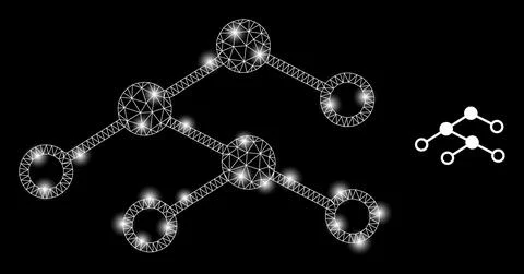 Polygonal 2D Mesh Nodes Structure with Lightspots Illustrazione stock
