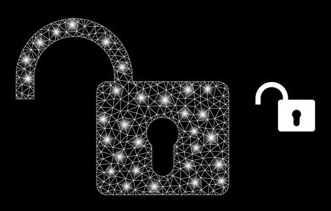 Polygonal 2D Mesh Open Lock with Magic Illustrazione stock
