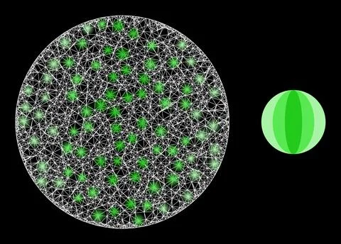 Polygonal 2D Mesh Round Sphere with Lightspots イラスト素材
