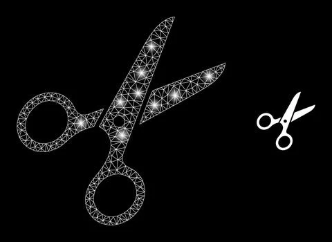 Polygonal 2D Mesh Scissors with Magic Illustrazione stock