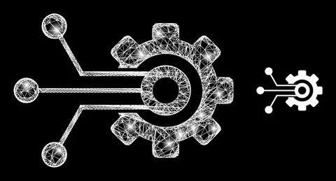 Polygonal 2D Mesh Sensor Gear with Magic Illustrazione stock