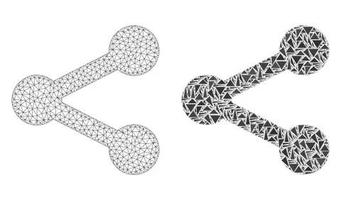 Polygonal 2D Mesh Share and Mosaic Icon Stock Illustration