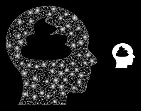 Polygonal 2D Mesh Shit Brain with Magic Illustrazione stock