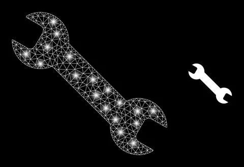 Polygonal 2D Mesh Spanner Tool with Magic Illustrazione stock