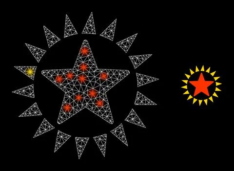 Polygonal 2D Mesh Star Shine with Magic Illustrazione stock