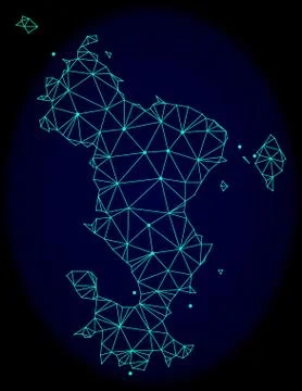 Polygonal 2D Mesh Vector Abstract Map of Mayotte Islands Stock Illustration