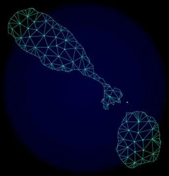 Polygonal 2D Mesh Vector Abstract Map of Saint Kitts and Nevis Stock Illustration