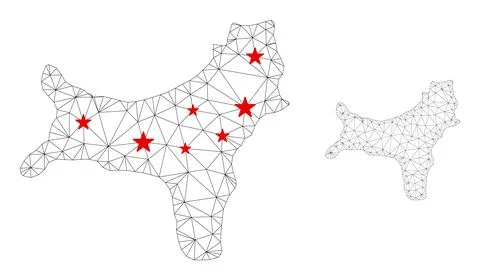 Polygonal 2D Mesh Vector Christmas Island Map with Stars Stock Illustration