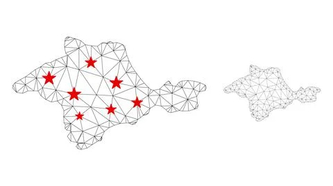 Polygonal 2D Mesh Vector Crimea Map with Stars イラスト素材
