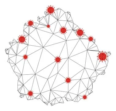 Polygonal 2D Mesh Vector Cuenca Province Map with Coronavirus Illustrazione stock