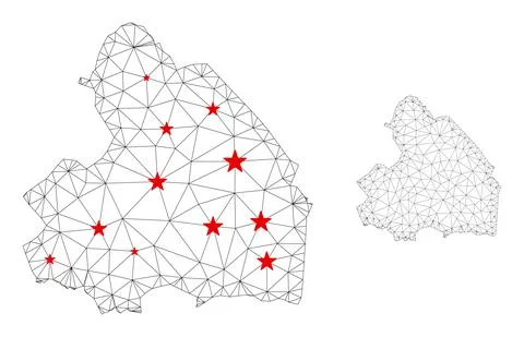 Polygonal 2D Mesh Vector Drenthe Province Map with Stars Stock Illustration