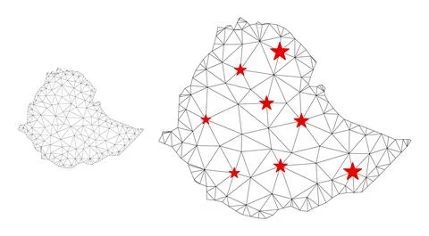 Polygonal 2D Mesh Vector Ethiopia Map with Stars イラスト素材