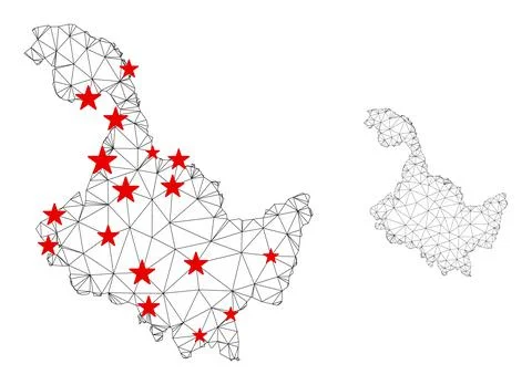 Polygonal 2D Mesh Vector Heilongjiang Province Map with Stars Stock Illustration