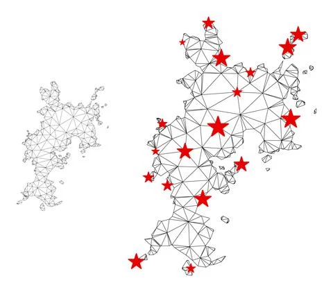 Polygonal 2D Mesh Vector Komodo Island Map with Stars イラスト素材
