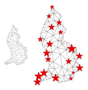 Polygonal 2D Mesh Vector Liechtenstein Map with Stars Stock Illustration