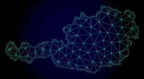 Polygonal 2D Mesh Vector Map of Austria Abstractions 스톡 일러스트