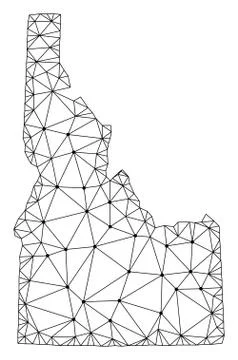 Polygonal 2D Mesh Vector Map of Idaho State Stock-Illustration