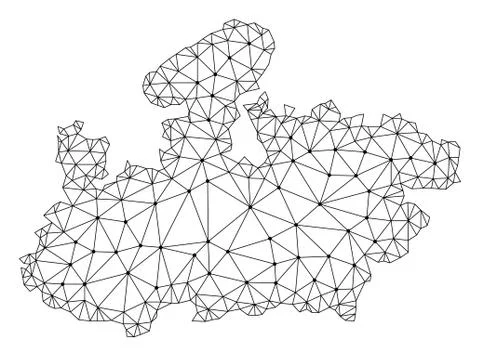 Polygonal 2D Mesh Vector Map of Madhya Pradesh State 스톡 일러스트