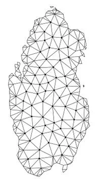 Polygonal 2D Mesh Vector Map of Qatar Stock Illustration