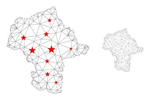 Polygonal 2D Mesh Vector Mazovia Province Map with Stars Stock Illustration
