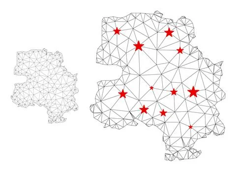 Polygonal 2D Mesh Vector New Delhi City Map with Stars Stockillustratie