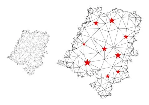 Polygonal 2D Mesh Vector Opole Voivodeship Map with Stars 스톡 일러스트