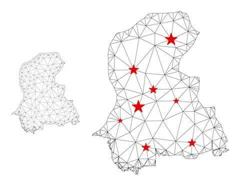 Polygonal 2D Mesh Vector Sindh Province Map with Stars Stockillustratie