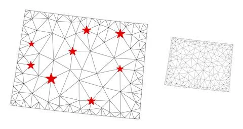 Polygonal 2D Mesh Vector Wyoming State Map with Stars Stockillustratie