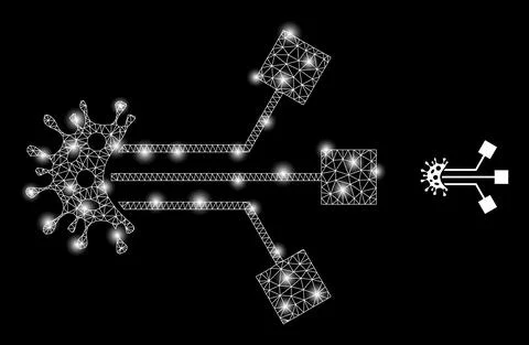 Polygonal 2D Mesh Virus Electronics with Magic Stock Illustration