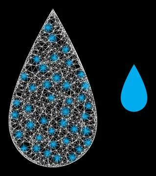 Polygonal 2D Mesh Water Drop with Magic Illustrazione stock