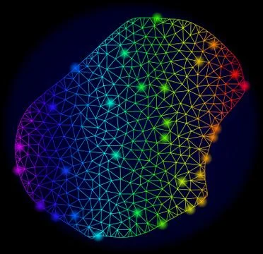 Polygonal 2D Rainbow Mesh Vector Map of Nauru with Color Glare Spots 库存插图