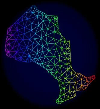 Polygonal 2D Rainbow Mesh Vector Map of Ontario Province Stock Illustration