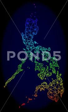 Polygonal 2D Rainbow Mesh Vector Map of Philippines イラスト素材