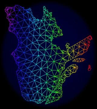 Polygonal 2D Spectrum Mesh Vector Map of Quebec Province Stock Illustration