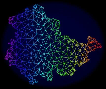 Polygonal 2D Spectrum Mesh Vector Map of Thuringia State Illustrazione stock