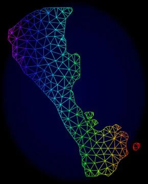 Polygonal 2D Spectrum Mesh Vector Map of Boracay Island Stock Illustration