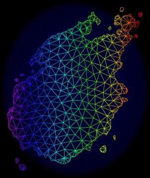 Polygonal 2D Spectrum Mesh Vector Map of Paros Island Stock Illustration