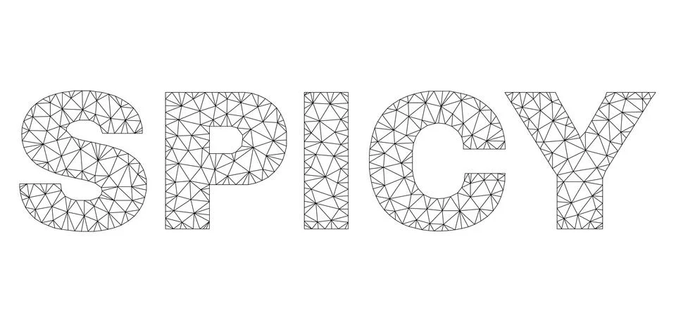 Polygonal 2D SPICY Text Caption Stock Illustration