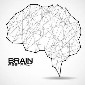 Polygonal abstract brain with connected lines. Vector illustration Illustrazione stock